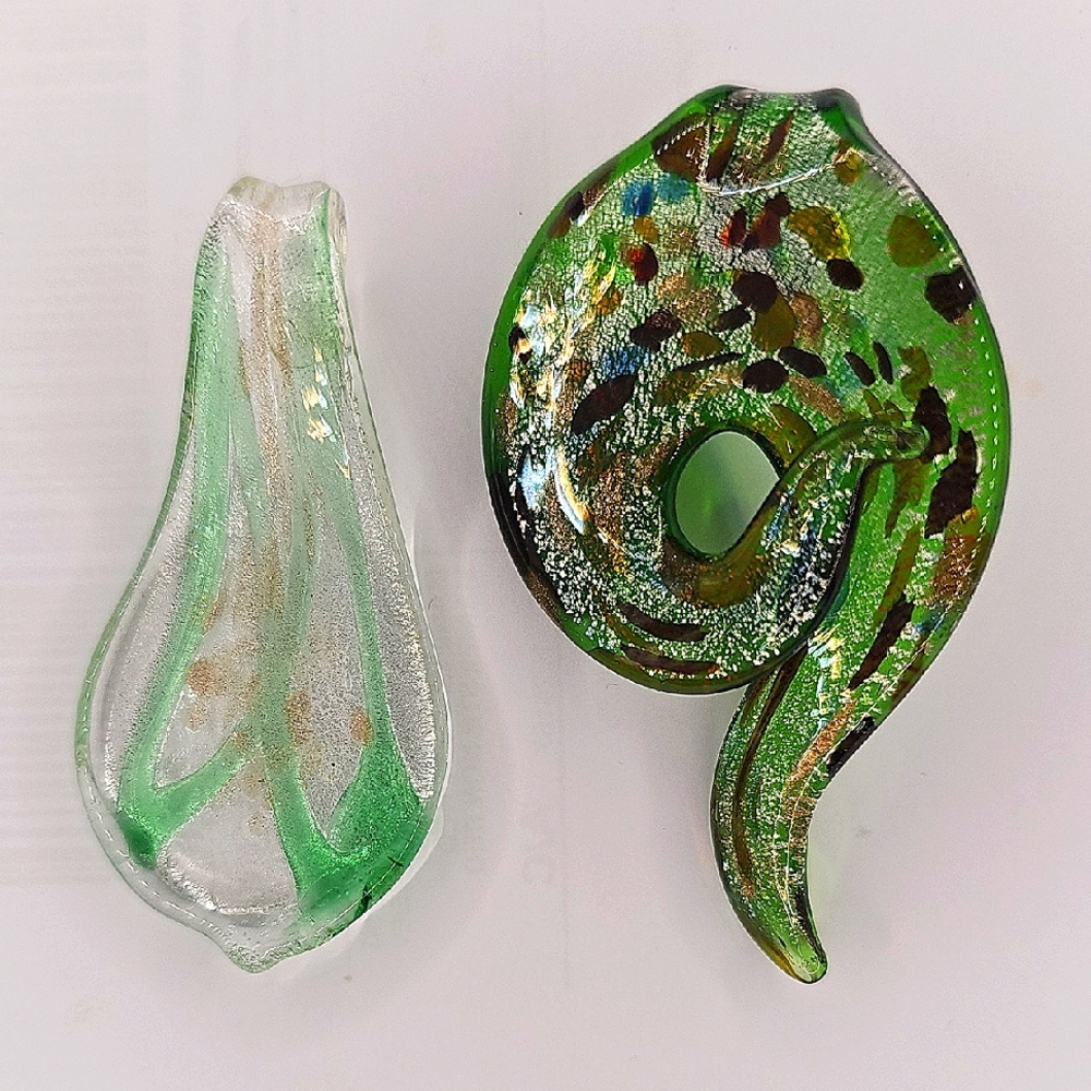 Murano Style Artisan Green Glass Pendants